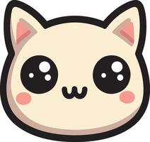 A cute kawaii cat face with big eyes vector