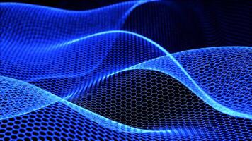 a blue background with a pattern of small squares video