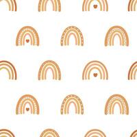 Boho rainbow seamless pattern. Cute nursery background. Hand drawn baby rainbows vector
