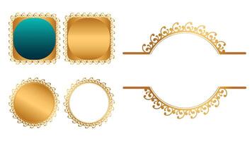 Set of vintage frame luxury golden arabic islamic banner title frame text box background vector