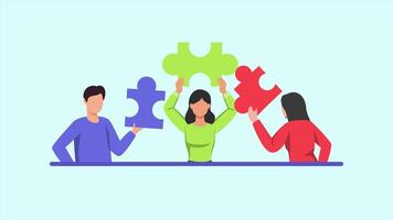 Animated of goal joint teamwork concept. Team Work concept. Full length animated illustrations. High quality 4k footage video
