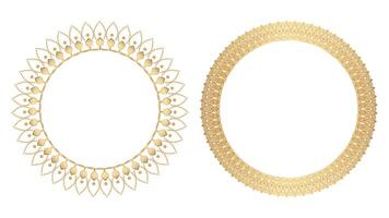 Luxury golden or gold circle frame border design with dots background vector