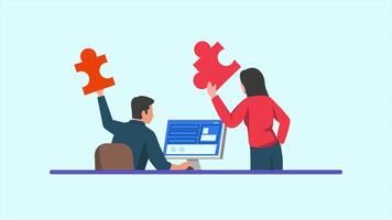 Animated of goal working together concept. Team Work concept. Full length animated illustrations. High quality 4k footage video