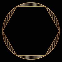 Golden luxury circle shape frame clipart in black background vector
