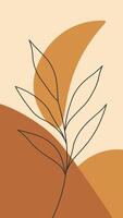 Boho line art plant with abstract shapes. Minimal botanical print. Modern nature wall decor vector