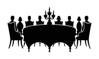 Elegant dinner party silhouettes formal setting vector