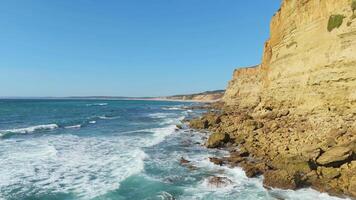 Cliffs and Atlantic Ocean, Portugal on Sunny Day. Aerial View. Moving Forward at Low Level video
