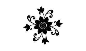 Elegant black floral design element isolated white background vector
