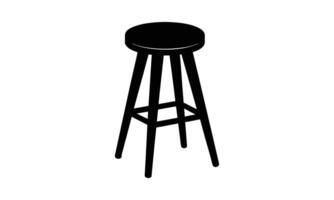 Elegant ornate black silhouette small round stool vector
