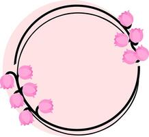 Pink Lily of the Valley Circle Frame Design vector