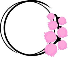Pink Lily of the Valley in a Circle Frame Design vector