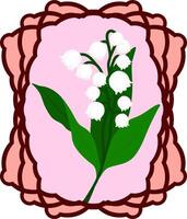White Lily of the Valley Flower in Decorative Frame vector