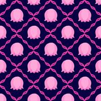 Geometric Floral Pattern Featuring Pink Lily of the Valley vector