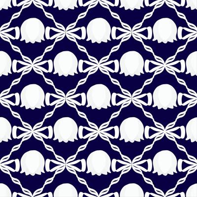 Seamless Pattern of White Lily of the Valley Flowers on Dark Background