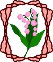 Pink Lily of the Valley Flower in Decorative Frame vector