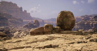 Surreal CGI Rock formations under a clear sky in a desert landscape during daylight video