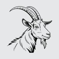 Vintage Goat Illustration in Black and White vector