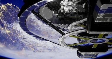 Enhanced CGI Space station view of Earth capturing the beauty of the planet below video