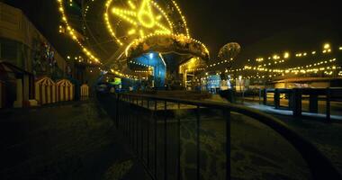 CGI Night carnival, bright lights and empty rides create magic video