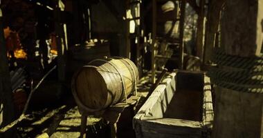 A CGI of abandoned house with barrels video