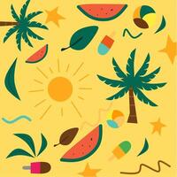 Summer fruits and beach pattern vector