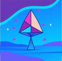 Futuristic Prism Tree on Holographic Landscape vector