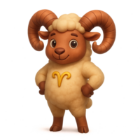Cute 3D Aries Character with Playful Design and Transparent Background png