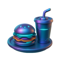 Futuristic Food Concept with Colorful Burger and Drink Illustration png
