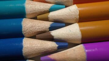 Close-Up of Vibrant Colored Pencils Arranged in Artistic Pattern for Creativity and Design video