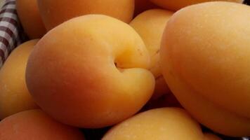 Close-up of Fresh Ripe Peaches Piled Together Creating a Vibrant Natural Summer Fruit Display video