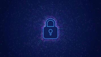 Lock amidst the distribution of data represents the protection of digital data with cybersecurity technology that can control and secure the data flowing in the system. video