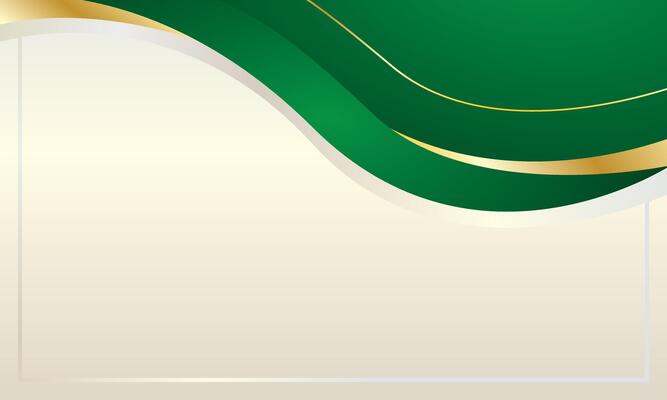 Abstract green and gold waves on luxury background
