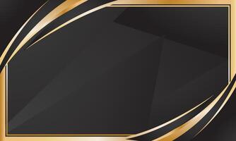 Black gold background with abstract curved corner frame, perfect for luxury certificate vector