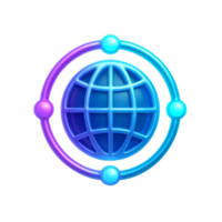 Futuristic Internet Icon with a Globe and Orbiting Elements png