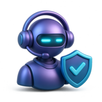 Futuristic Service Icon with Robot Character and Shield Symbol png