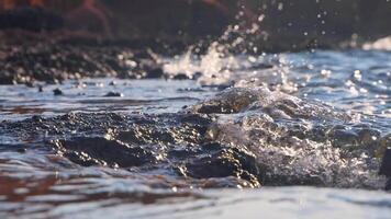 Wave splash close up, slow motion video