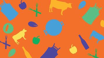 Aprons and meat cuts BBQ background vector