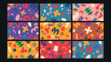 Colorful abstract patterns in various shapes vector