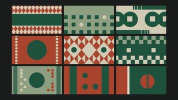 Colorful geometric patterns collage vector