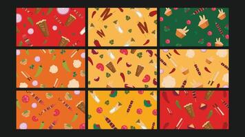 Colorful food patterns for backgrounds vector