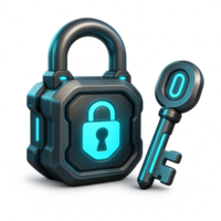 Futuristic Lock and Key Concept for Security and Technology png