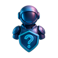 Futuristic Icon of a Robot with Shield and Question Mark Sign png