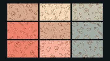 Coffee and breakfast sketch background Set vector