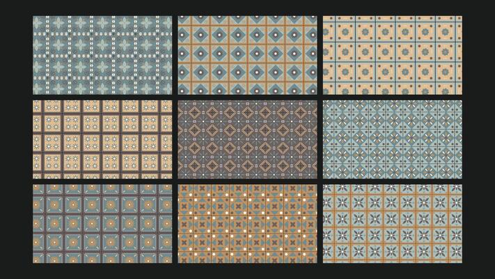 Ornamental ceramic grid background Set
