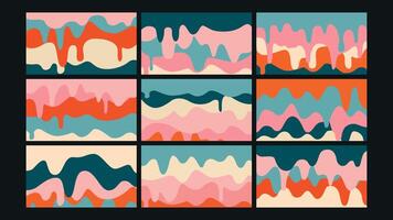 Geometric pastel tile background Set vector