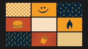 Fast food icon set background Set vector
