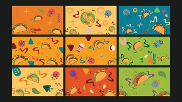 Taco fiesta party background Set vector