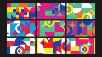 Geometric retro tiles background Set vector
