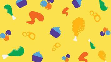 Crunchy drumsticks and food icons background vector