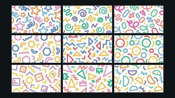 Colorful geometric background Set vector